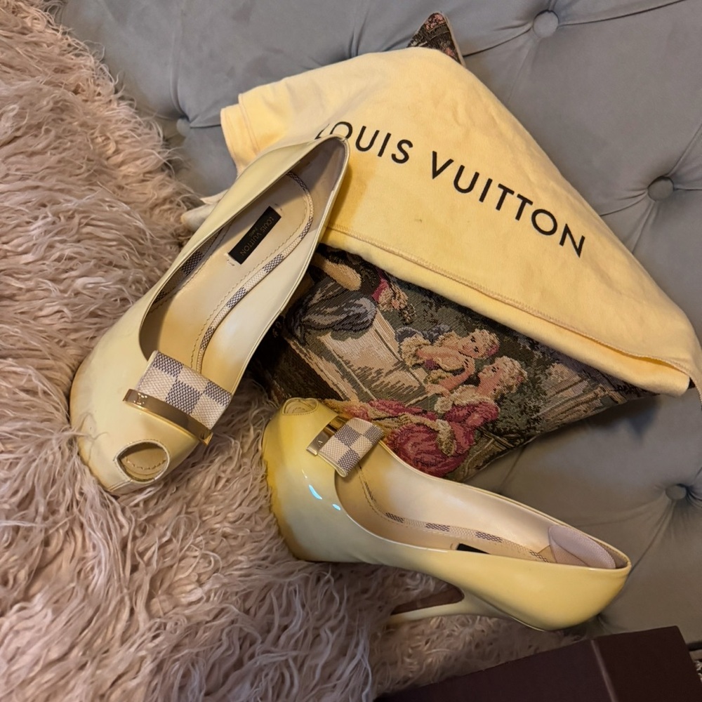 Louis Vuitton Yellow Peep-Toe Heels